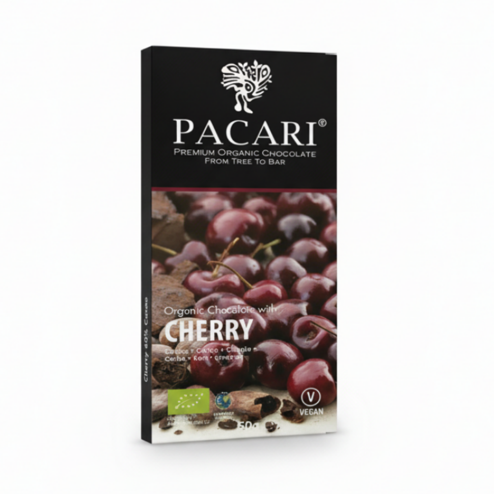 Pacari Cherry Organic Chocolate Bar, Front