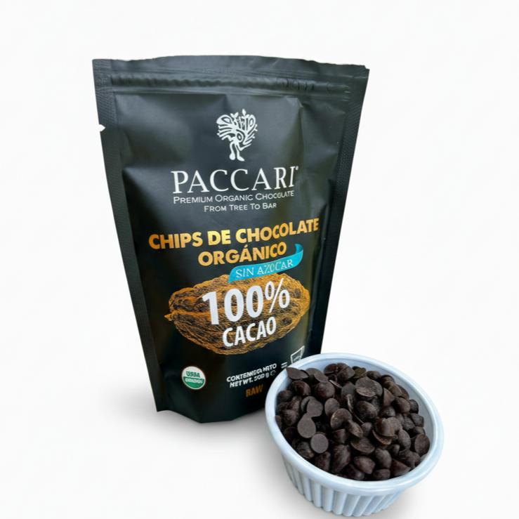 Paccari 100% Cacao Organic Chocolate Chips, Front