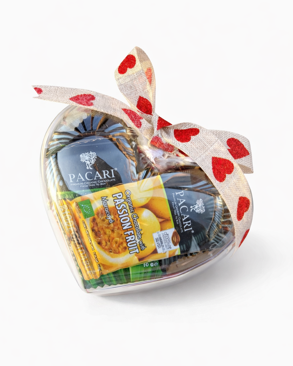 Pacari Organic Chocolate Valentine´s Day Heart Choco Gift Box, Clear