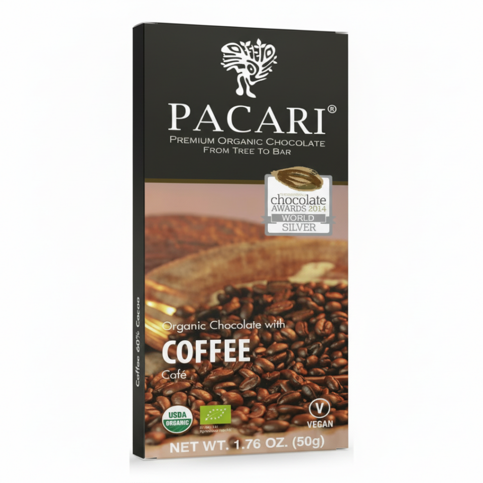 Paccari Coffee Organic Chocolate Bar, Front