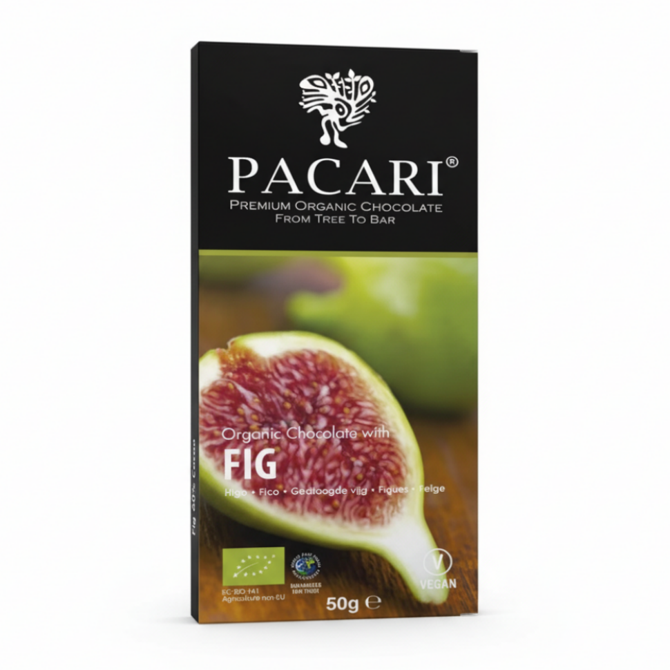 Paccari Fig Organic Chocolate Bar, Front