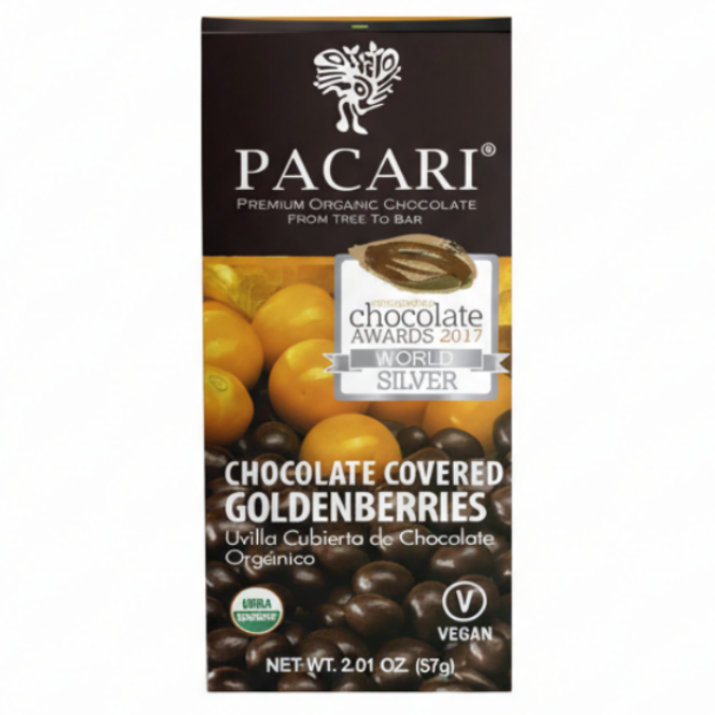 Paccari Organic Chocolate Covered Goldenberry, Front