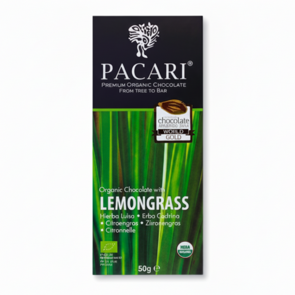 Pacari Lemongrass Organic Chocolate Bar, Front