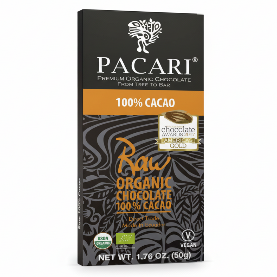 Pacari Organic 100% Raw Chocolate Bar, Front