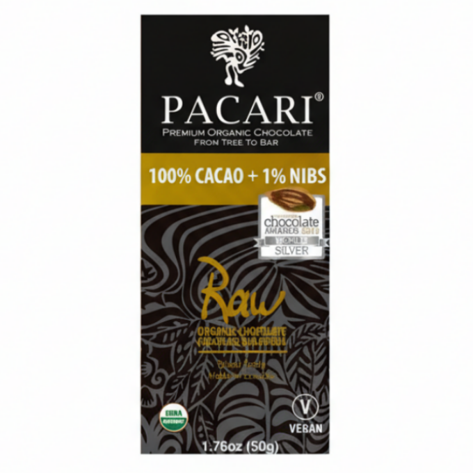 Pacari Organic 101% Raw Chocolate Bar, Front