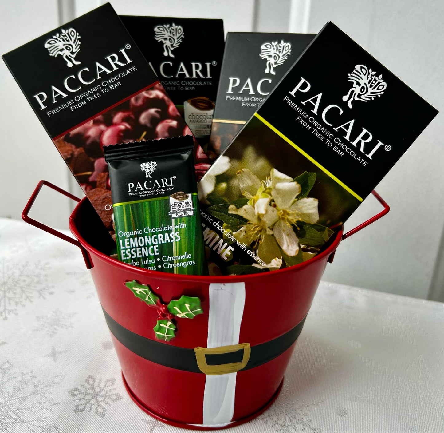 Pacari Organic Chocolate Bars Christmas Gift Basket #2, Front