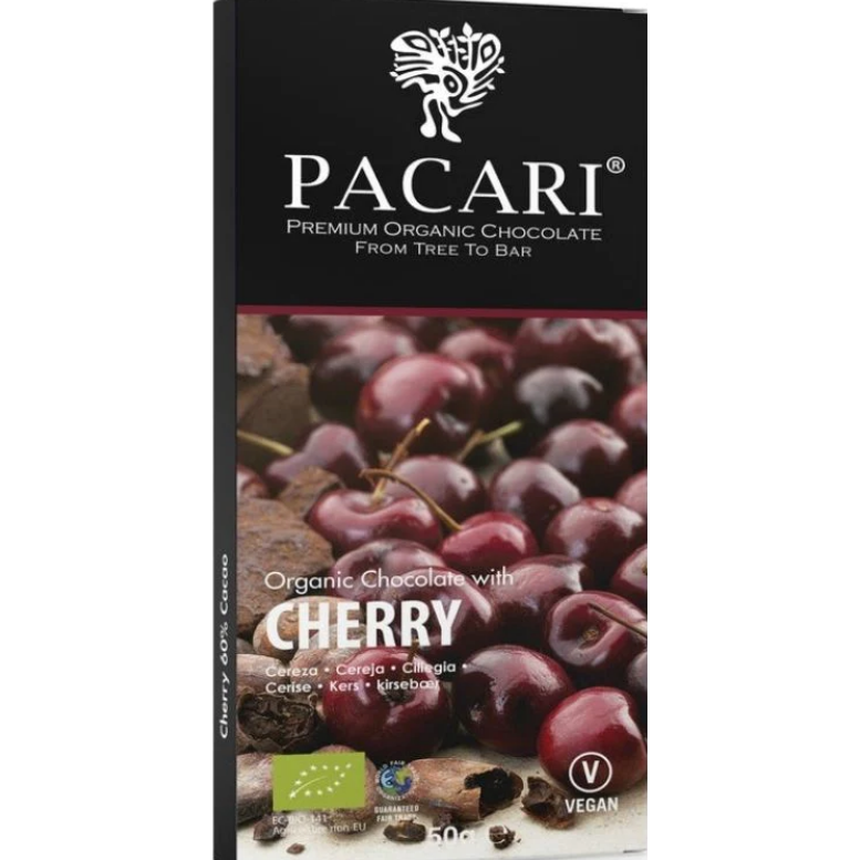 Pacari Cherry Organic Chocolate Bar, Front