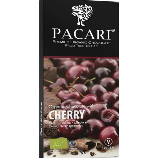 Pacari Cherry Organic Chocolate Bar, Front