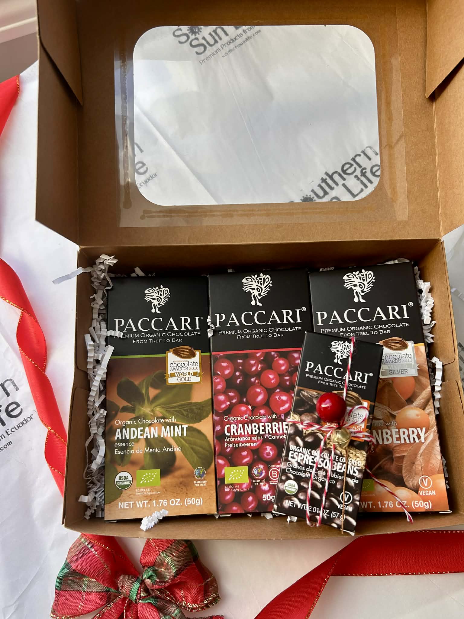 Pacari Organic Chocolate Christmas Choco Gift Box, Open