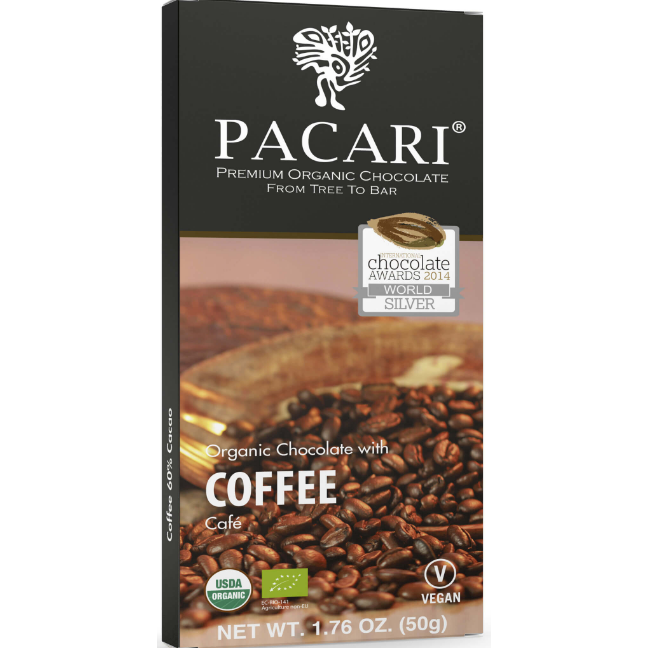 Pacari Coffee Organic Chocolate Bar, Front