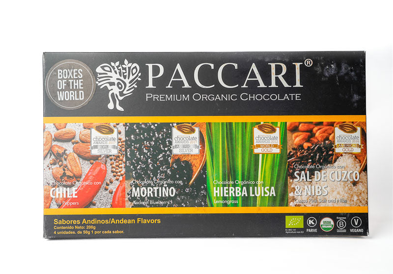 Pacari Andean Flavors Organic Chocolate Bars Gift Box, Front