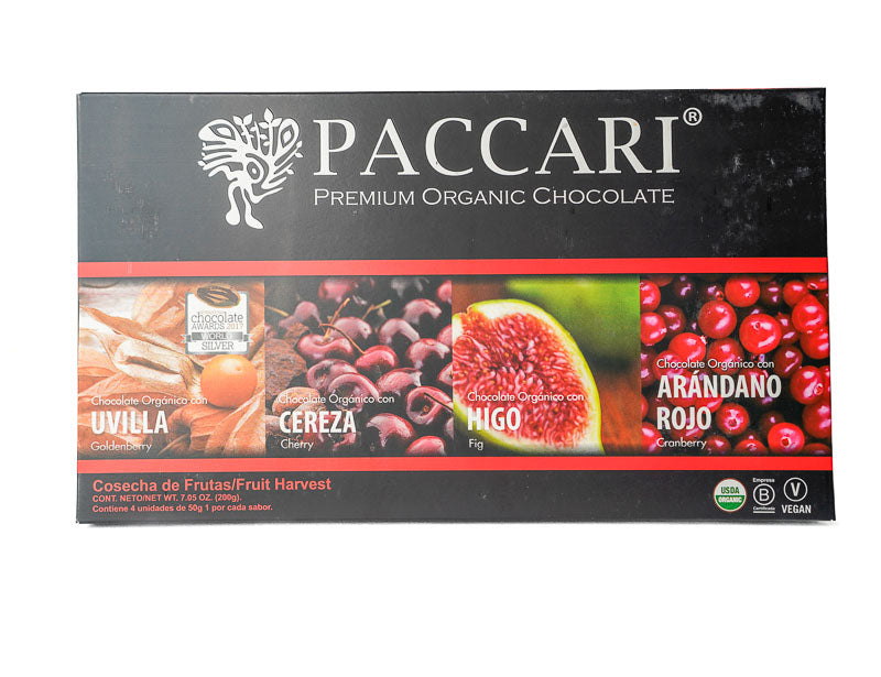 Pacari Fruit Harvest Organic Chocolate Bars Gift Box, Front