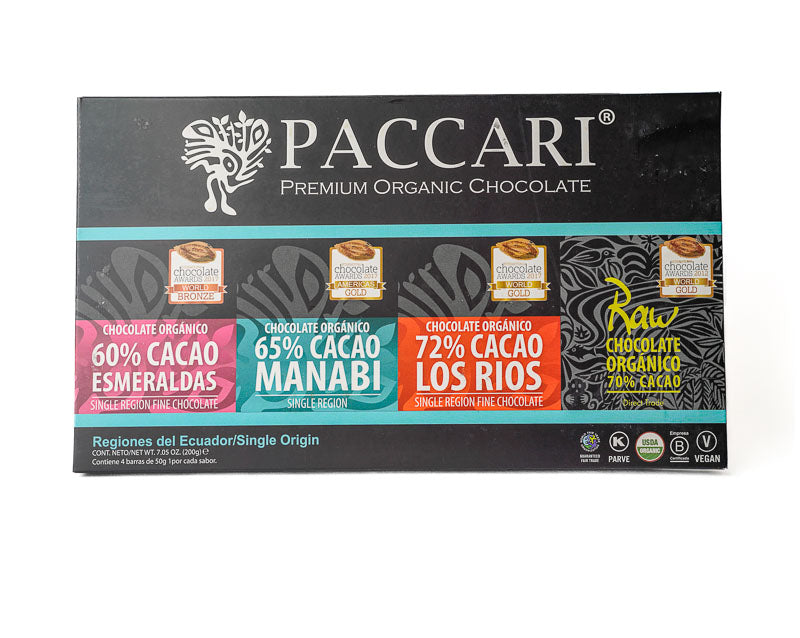 Pacari Single Origin Organic Chocolate Bars Gift Box, Front