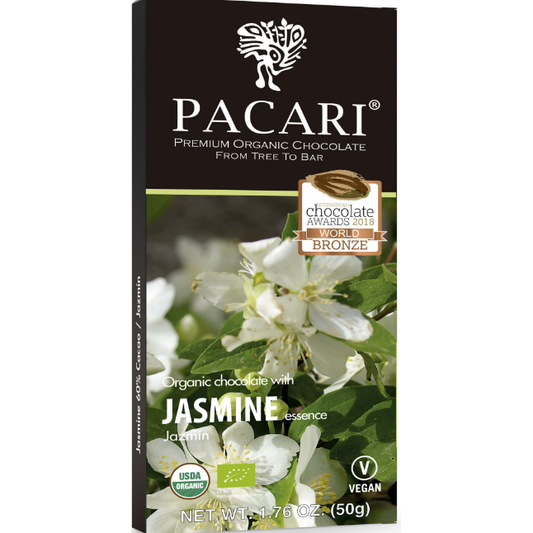 Pacari Jasmine Organic Chocolate Bar, Front