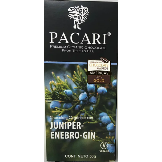 Pacari Juniper Organic Chocolate Bar, Front