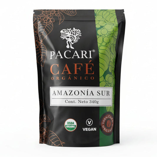 Paccari 100% Organic Whole Bean Aracbica Coffee Amazonia, Front