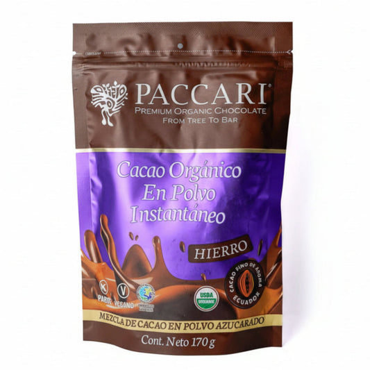 Paccari Organic Instant Cacao Powder, Front